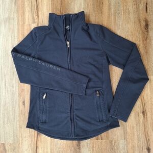 Lauren Ralph Lauren Black Label Stretch Cotton Full Zip Jacket Logo Size Medium